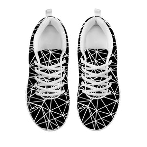 Black And White Geometric Mosaic Print White Sneakers