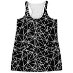 Black And White Geometric Mosaic Print Women's Racerback Tank Top
