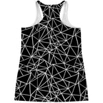 Black And White Geometric Mosaic Print Women's Racerback Tank Top