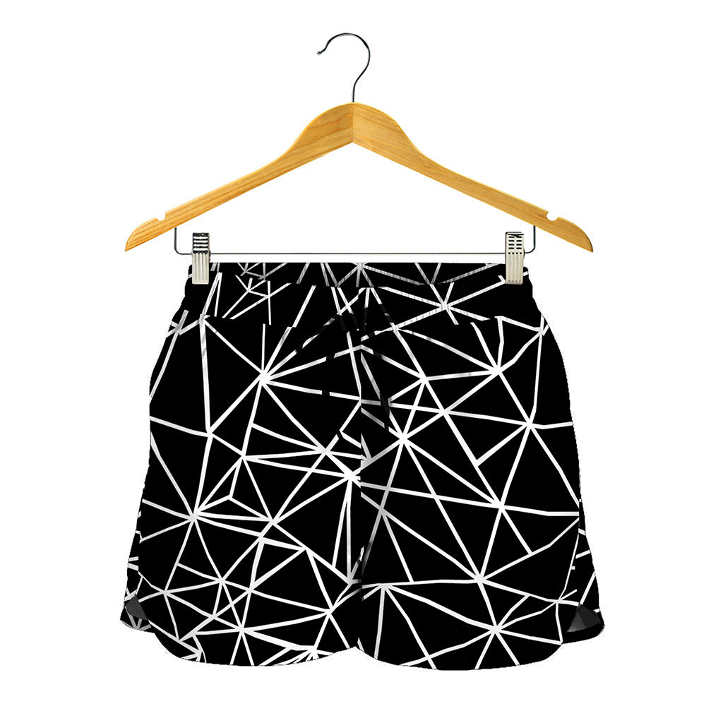 Black And White Geometric Mosaic Print Women's Shorts