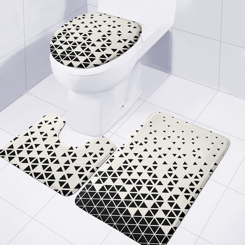Black And White Geometric Pattern Print 3 Piece Bath Mat Set