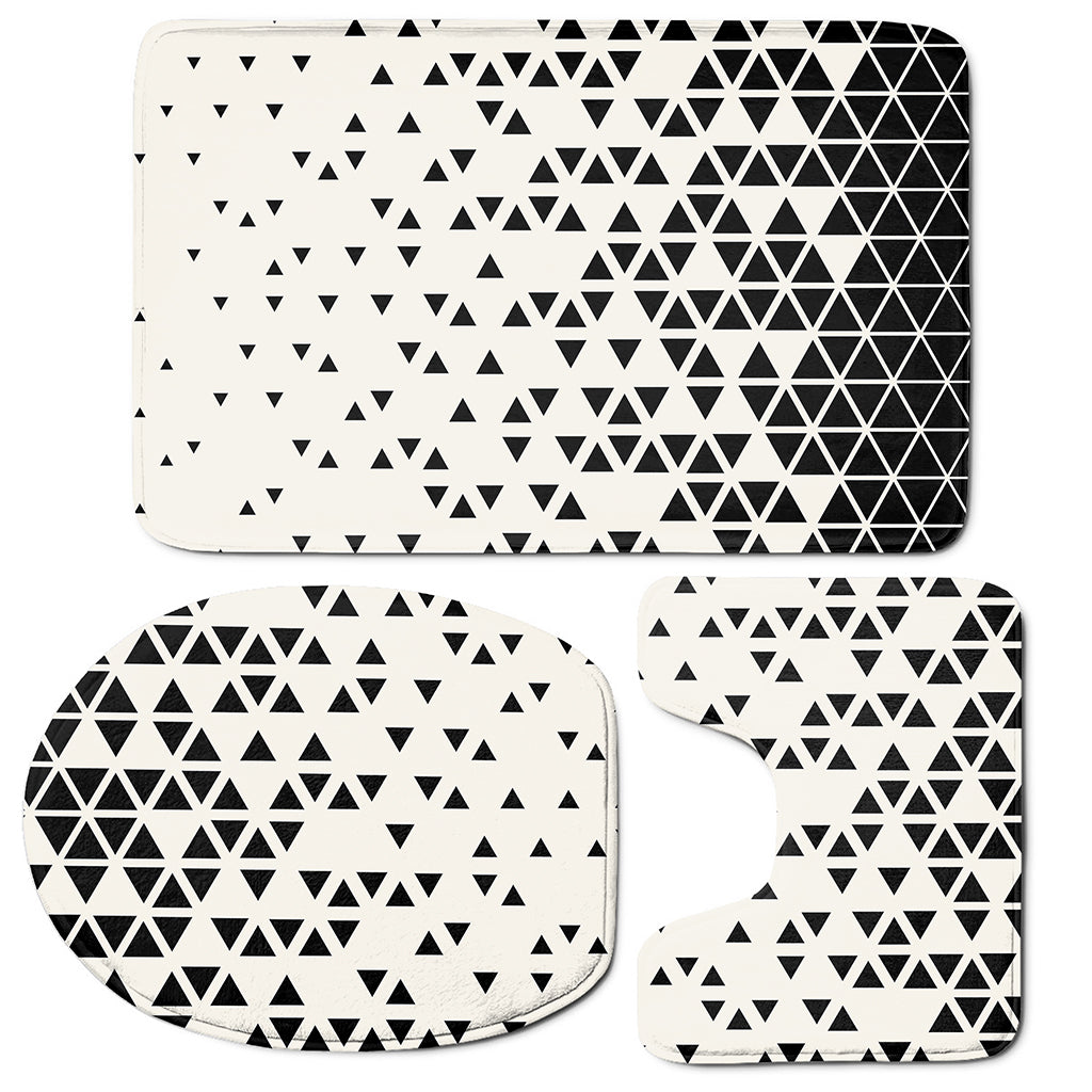 Black And White Geometric Pattern Print 3 Piece Bath Mat Set