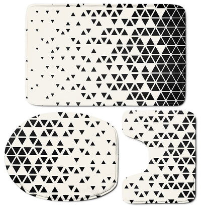 Black And White Geometric Pattern Print 3 Piece Bath Mat Set