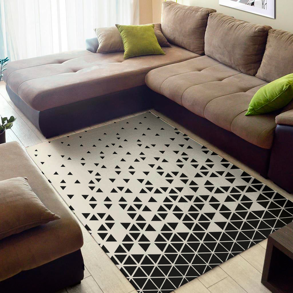 Black And White Geometric Pattern Print Area Rug
