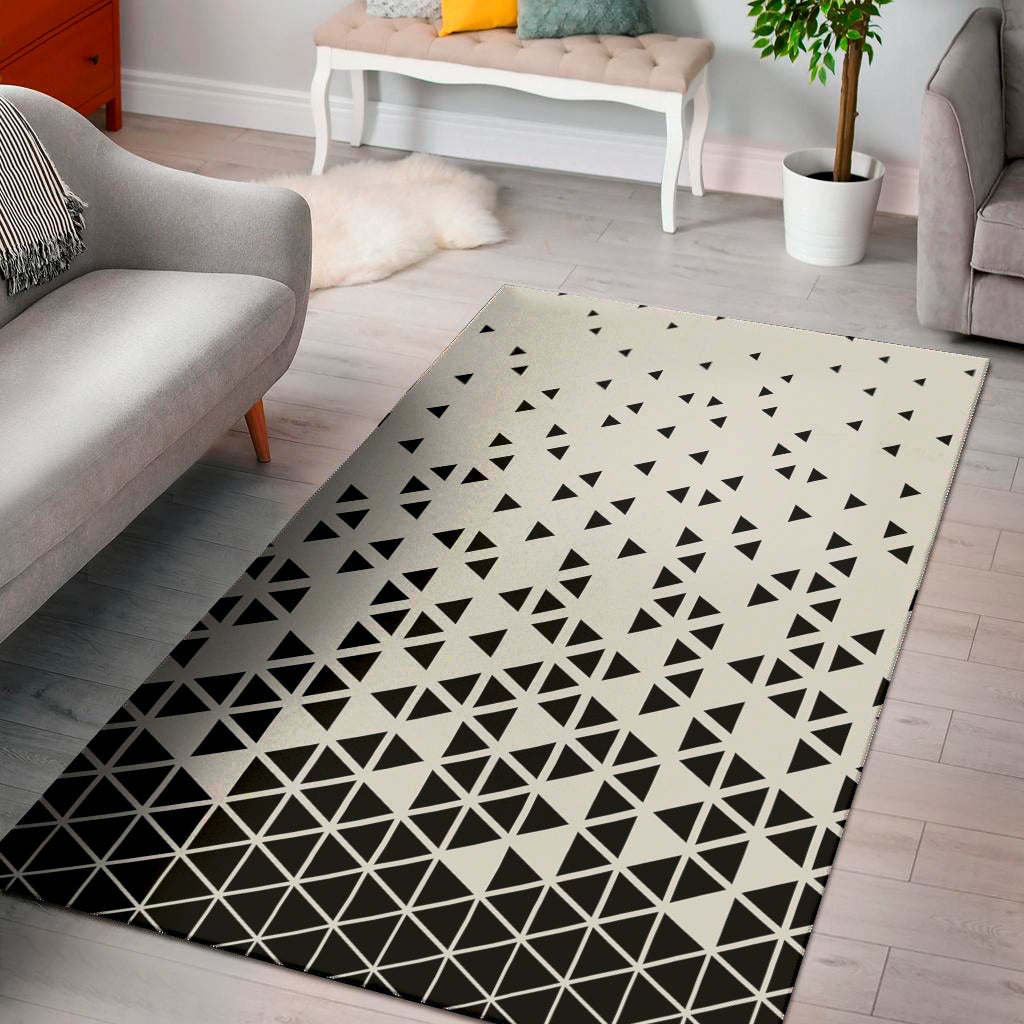 Black And White Geometric Pattern Print Area Rug