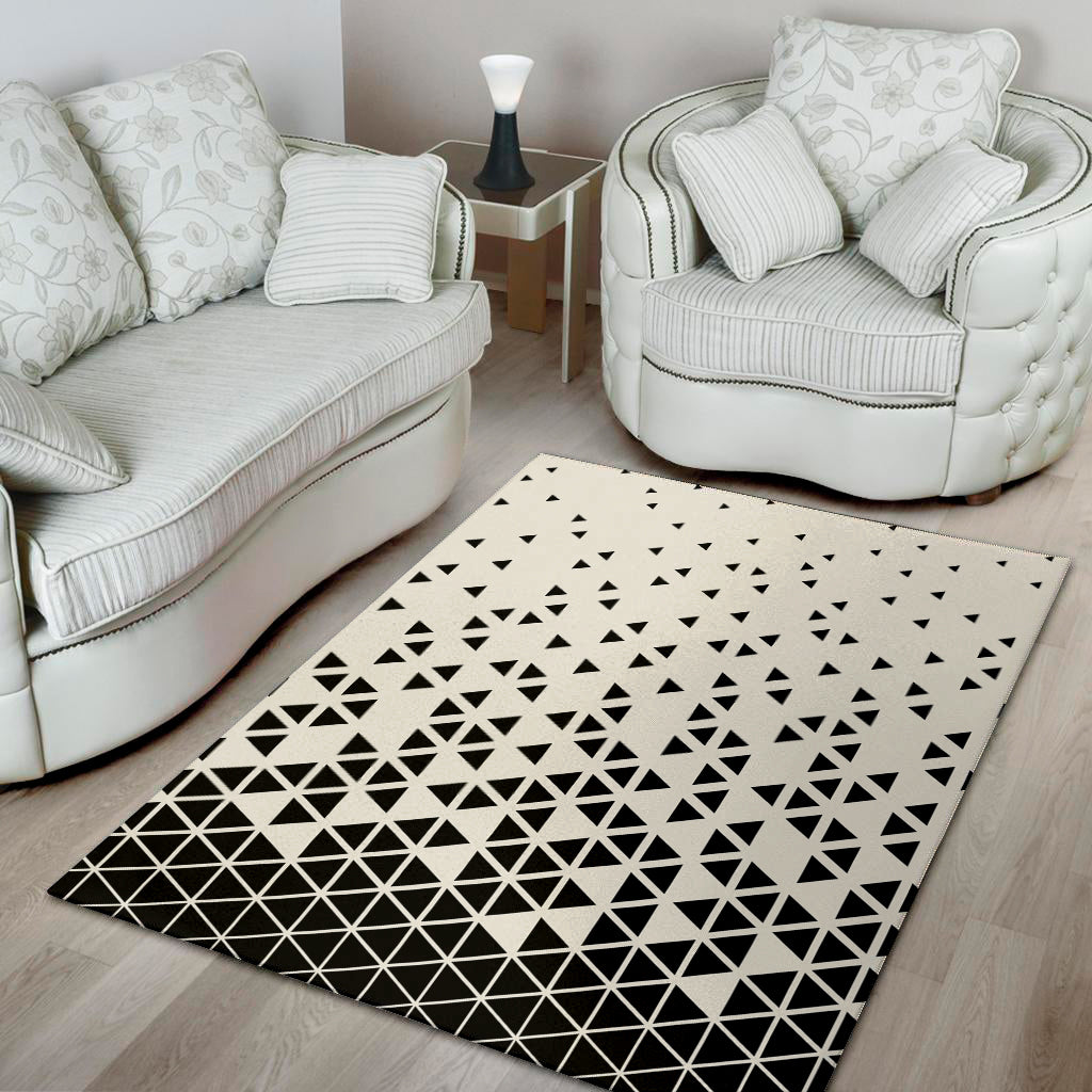 Black And White Geometric Pattern Print Area Rug