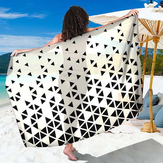 Black And White Geometric Pattern Print Beach Sarong Wrap