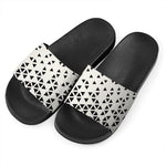 Black And White Geometric Pattern Print Black Slide Sandals