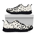 Black And White Geometric Pattern Print Black Running Shoes