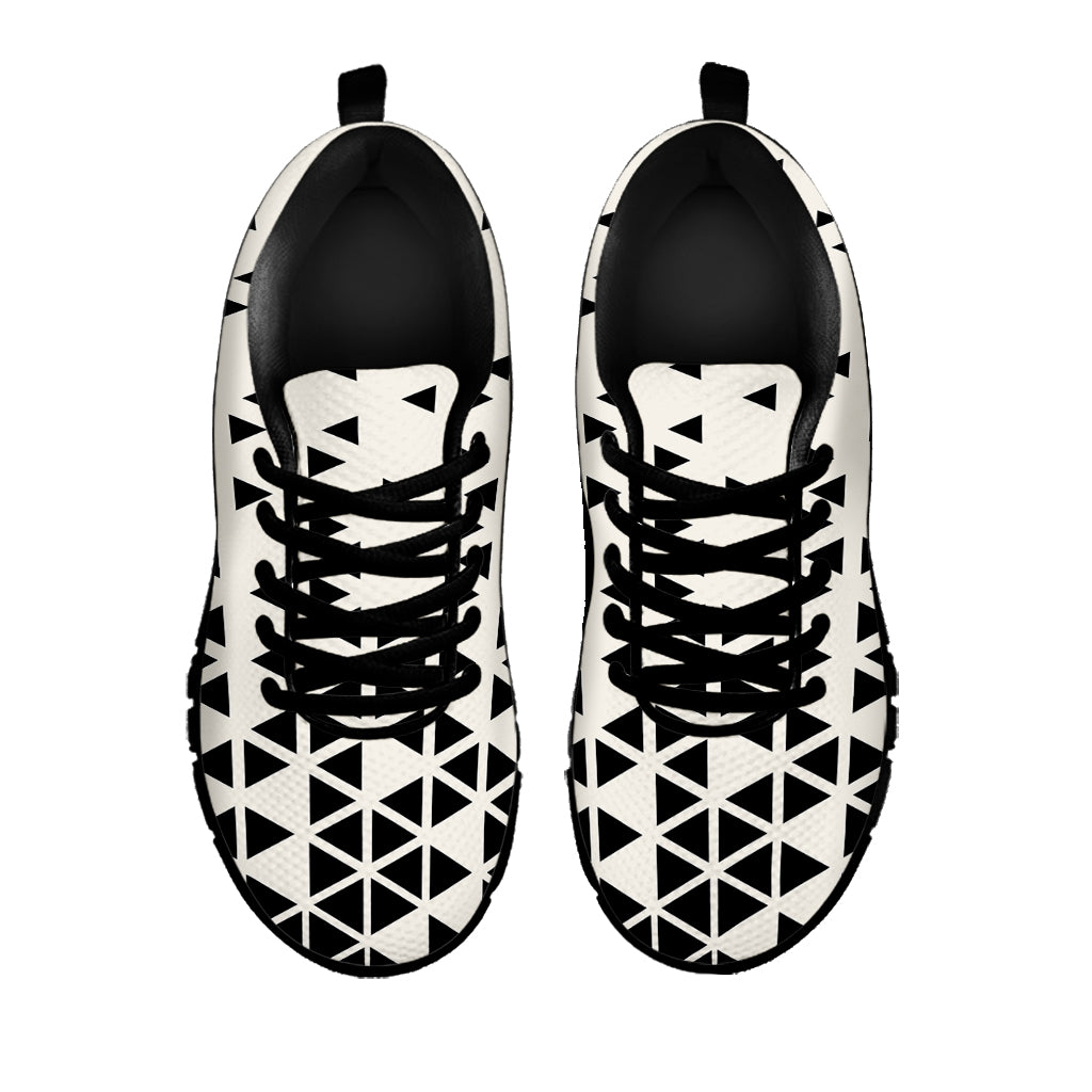 Black And White Geometric Pattern Print Black Sneakers