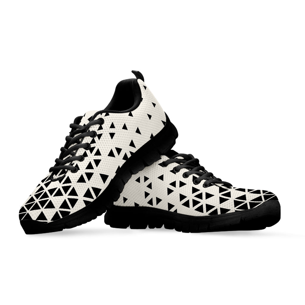 Black And White Geometric Pattern Print Black Sneakers