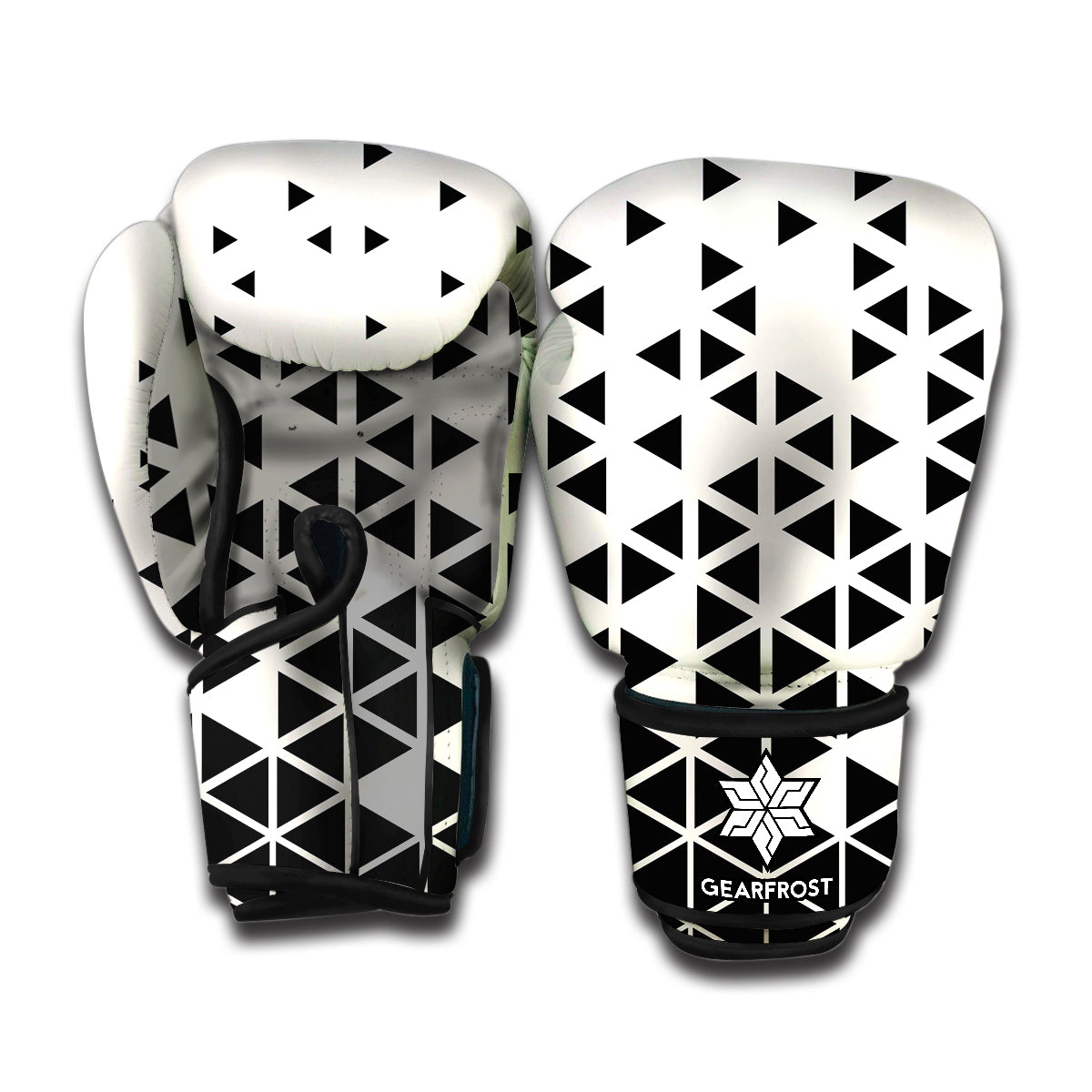 Black And White Geometric Pattern Print Boxing Gloves