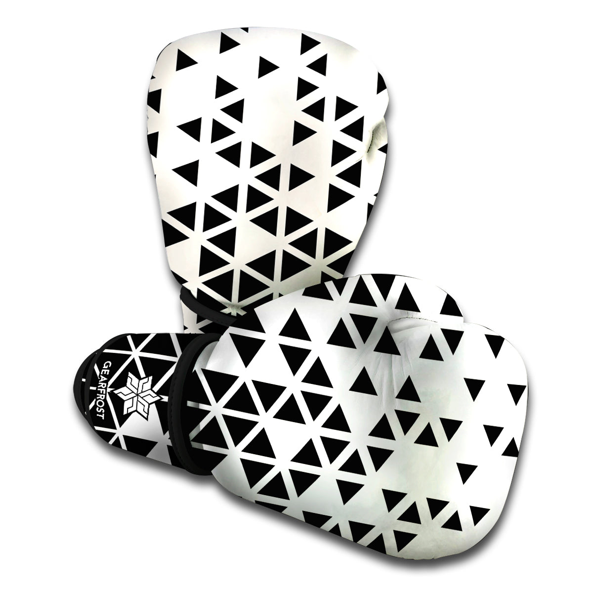 Black And White Geometric Pattern Print Boxing Gloves