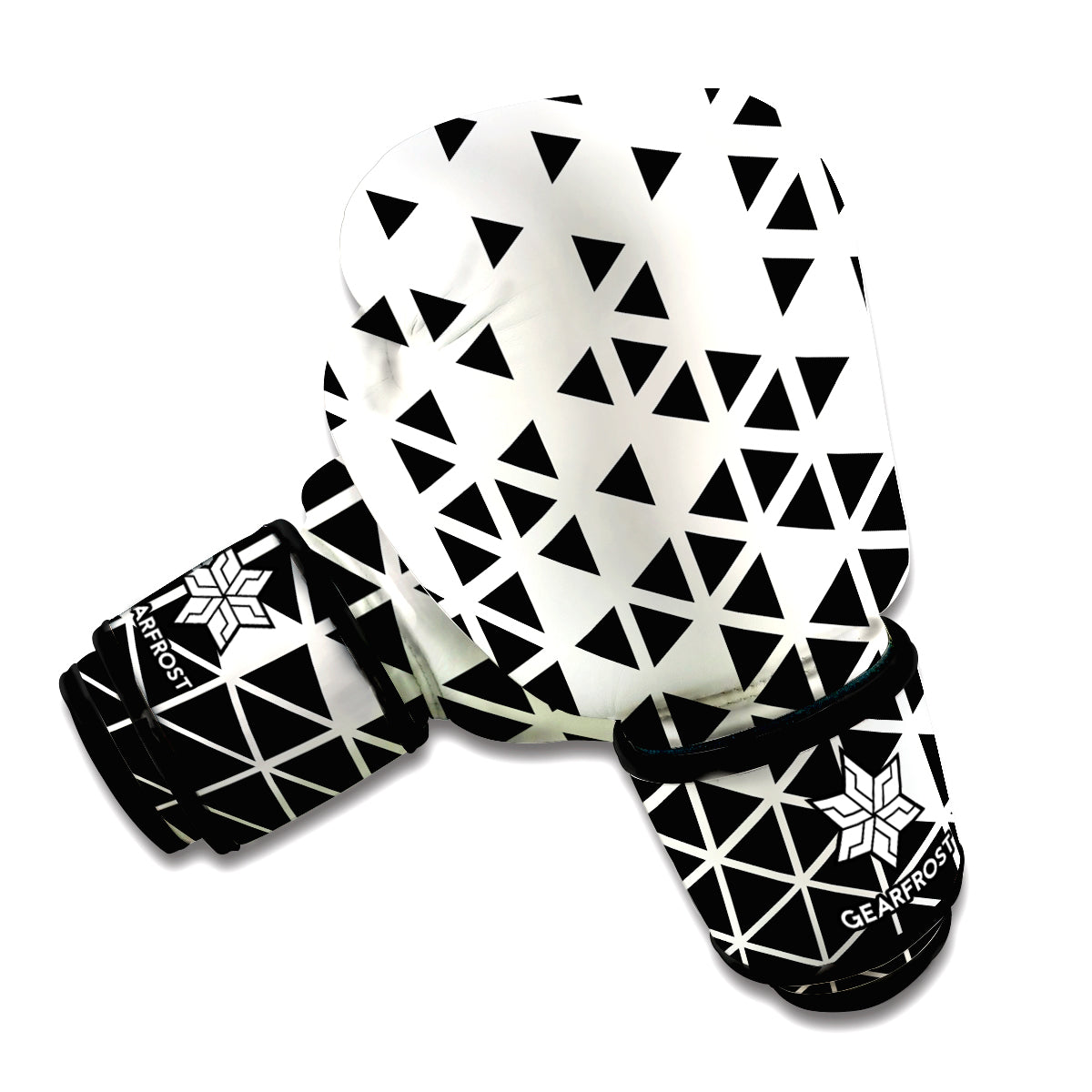 Black And White Geometric Pattern Print Boxing Gloves