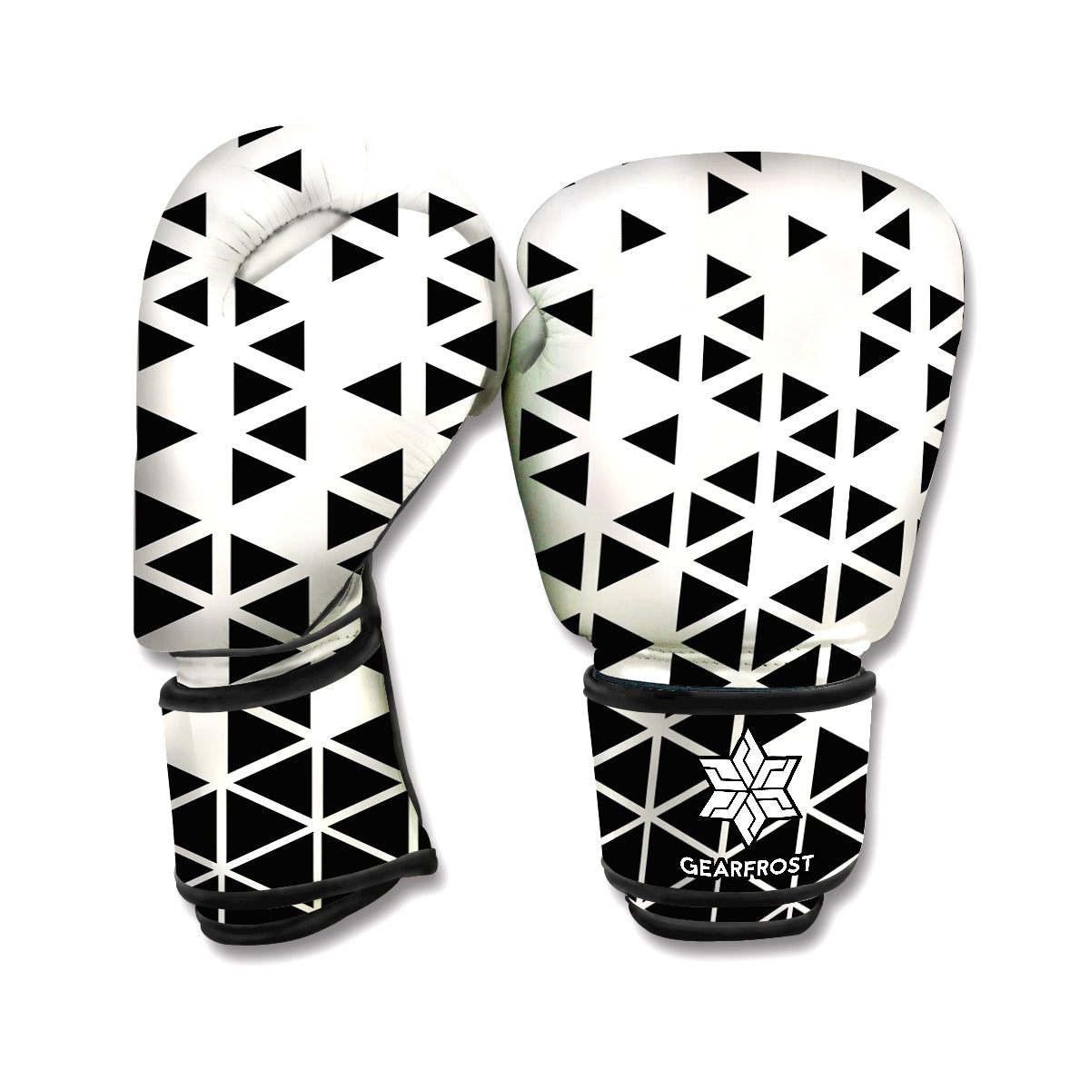 Black And White Geometric Pattern Print Boxing Gloves