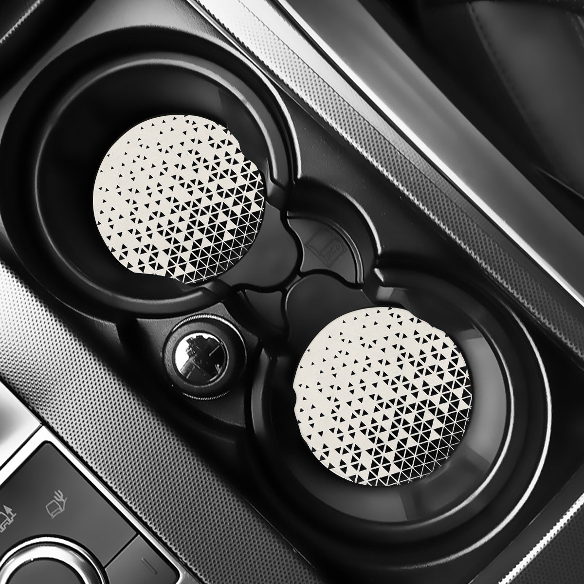 Black And White Geometric Pattern Print Car Coasters