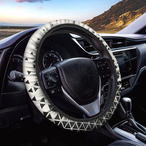 Black And White Geometric Pattern Print Car Steering Wheel Cover