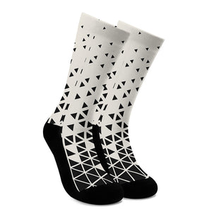 Black And White Geometric Pattern Print Crew Socks