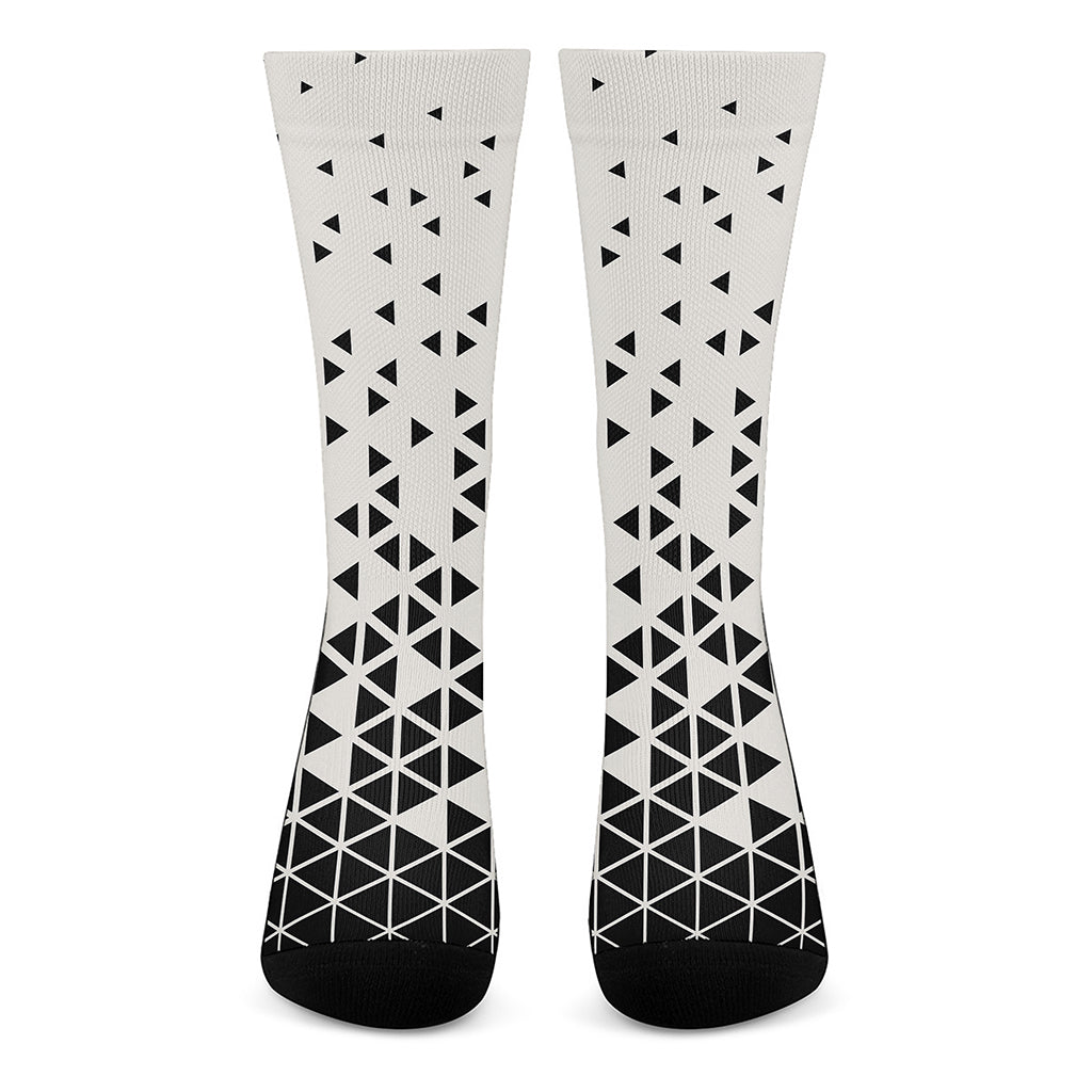 Black And White Geometric Pattern Print Crew Socks