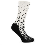 Black And White Geometric Pattern Print Crew Socks