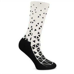 Black And White Geometric Pattern Print Crew Socks