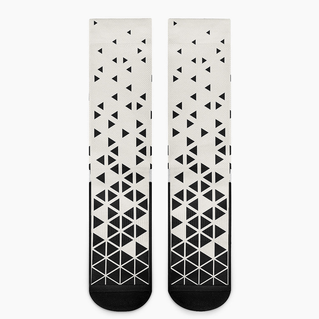 Black And White Geometric Pattern Print Crew Socks