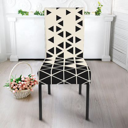 Black And White Geometric Pattern Print Dining Chair Slipcover