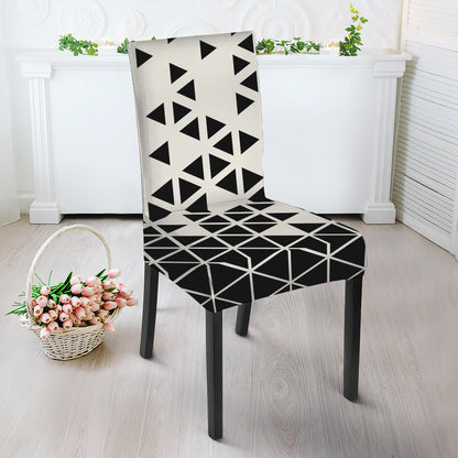 Black And White Geometric Pattern Print Dining Chair Slipcover