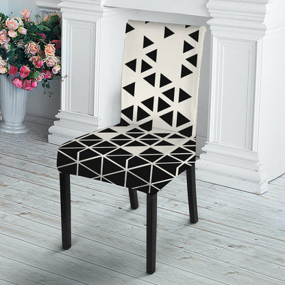 Black And White Geometric Pattern Print Dining Chair Slipcover