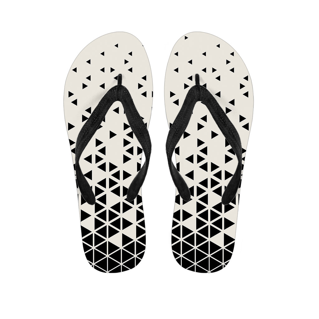 Black And White Geometric Pattern Print Flip Flops