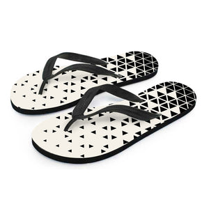 Black And White Geometric Pattern Print Flip Flops