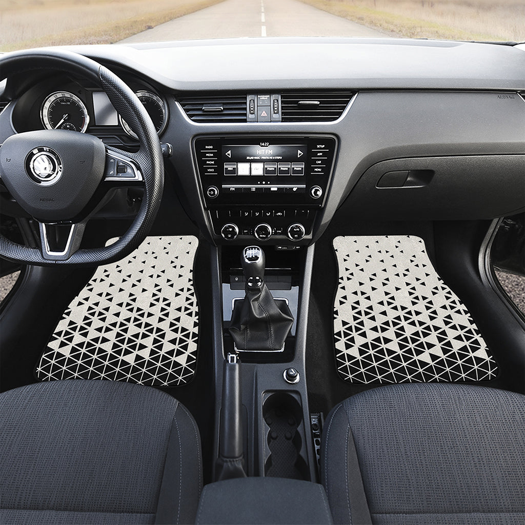 Black And White Geometric Pattern Print Front and Back Car Floor Mats