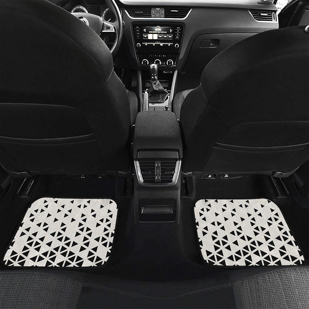 Black And White Geometric Pattern Print Front and Back Car Floor Mats