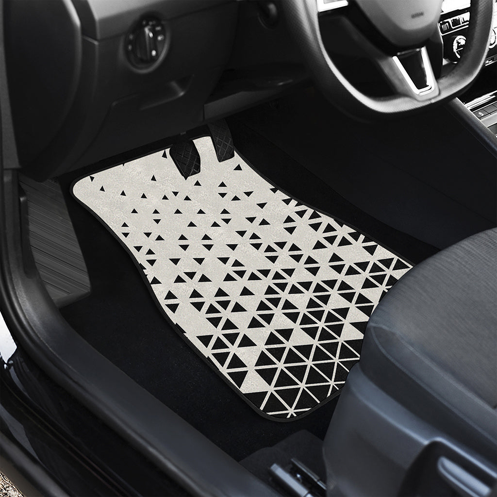 Black And White Geometric Pattern Print Front and Back Car Floor Mats