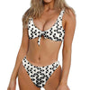 Black And White Geometric Pattern Print Front Bow Tie Bikini