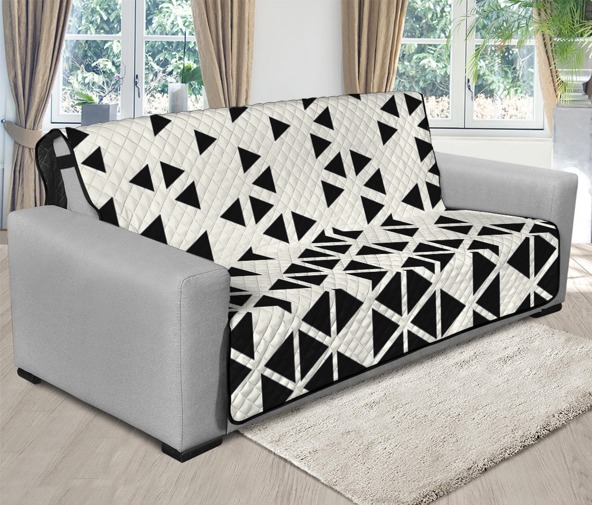 Black And White Geometric Pattern Print Futon Protector