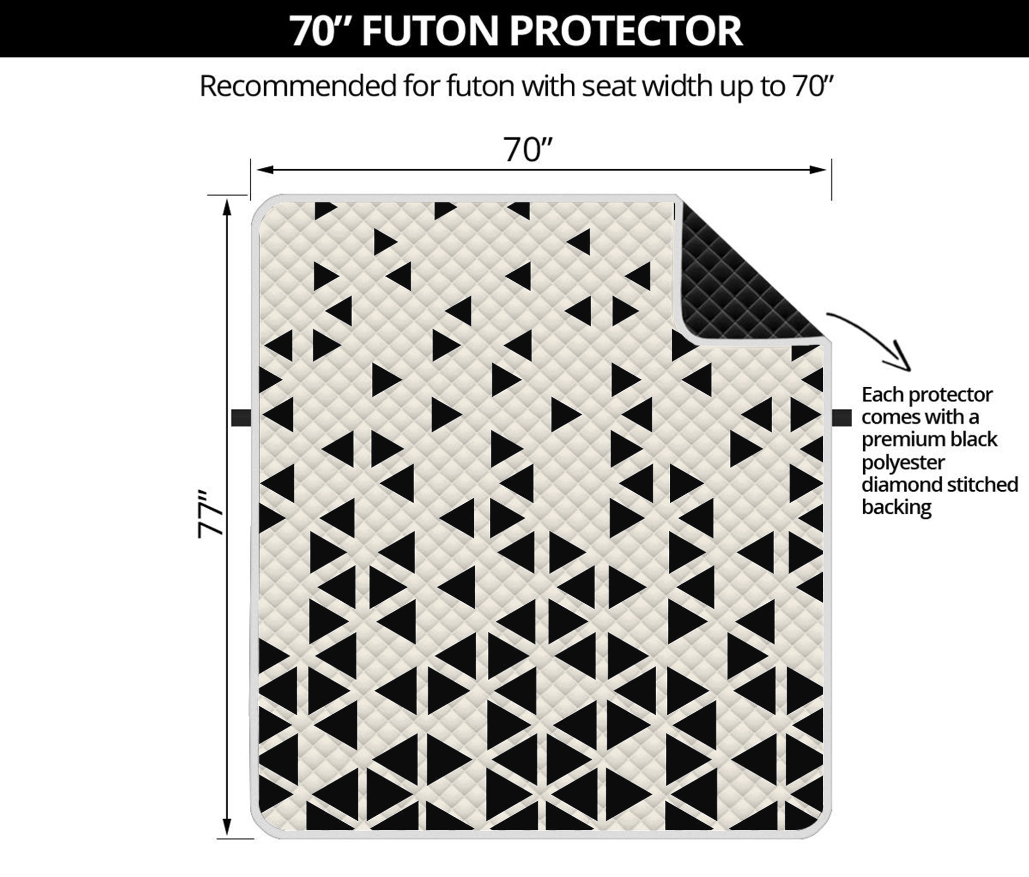 Black And White Geometric Pattern Print Futon Protector