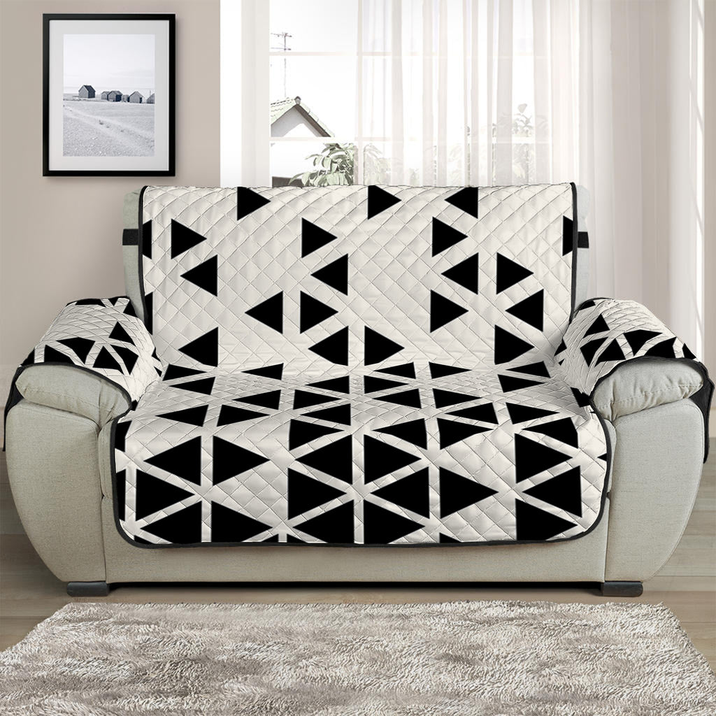 Black And White Geometric Pattern Print Half Sofa Protector