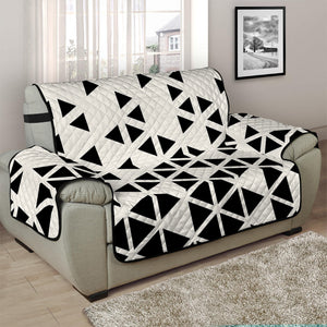 Black And White Geometric Pattern Print Half Sofa Protector