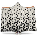 Black And White Geometric Pattern Print Hooded Blanket