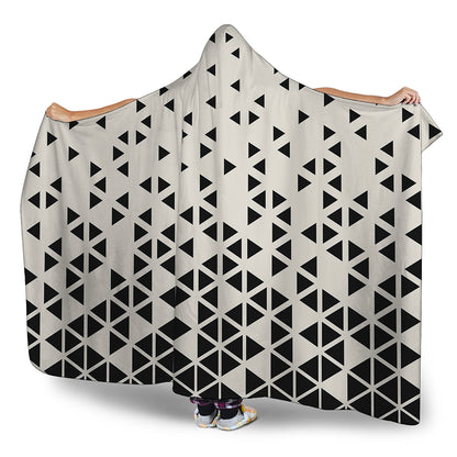 Black And White Geometric Pattern Print Hooded Blanket