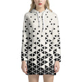 Black And White Geometric Pattern Print Pullover Hoodie Dress