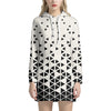 Black And White Geometric Pattern Print Hoodie Dress