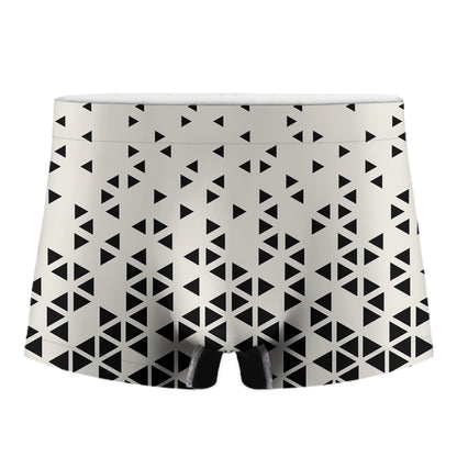 Black And White Geometric Pattern Print Men's Boxer Briefs