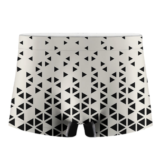 Black And White Geometric Pattern Print Men's Boxer Briefs