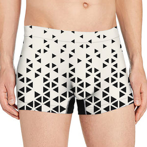 Black And White Geometric Pattern Print Men's Boxer Briefs