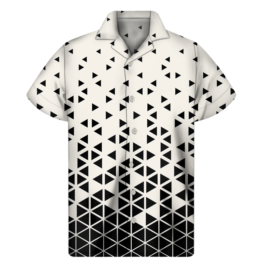 Black And White Geometric Pattern Print Men's Short Sleeve Shirt