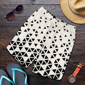 Black And White Geometric Pattern Print Men's Shorts