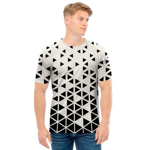 Black And White Geometric Pattern Print Men's T-Shirt