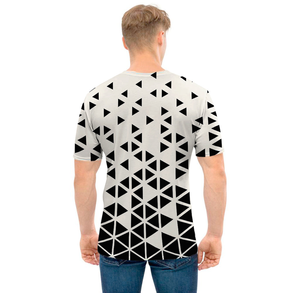 Black And White Geometric Pattern Print Men's T-Shirt